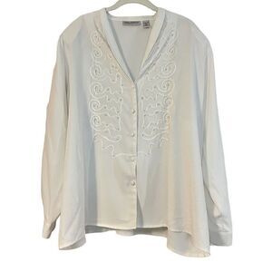 Karen Scott II Button Down Long Sleeve Blouse 22W